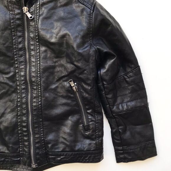 H&M hooded faux leather plush lined  jacket EUC 5-6Y - Picture 3 of 6